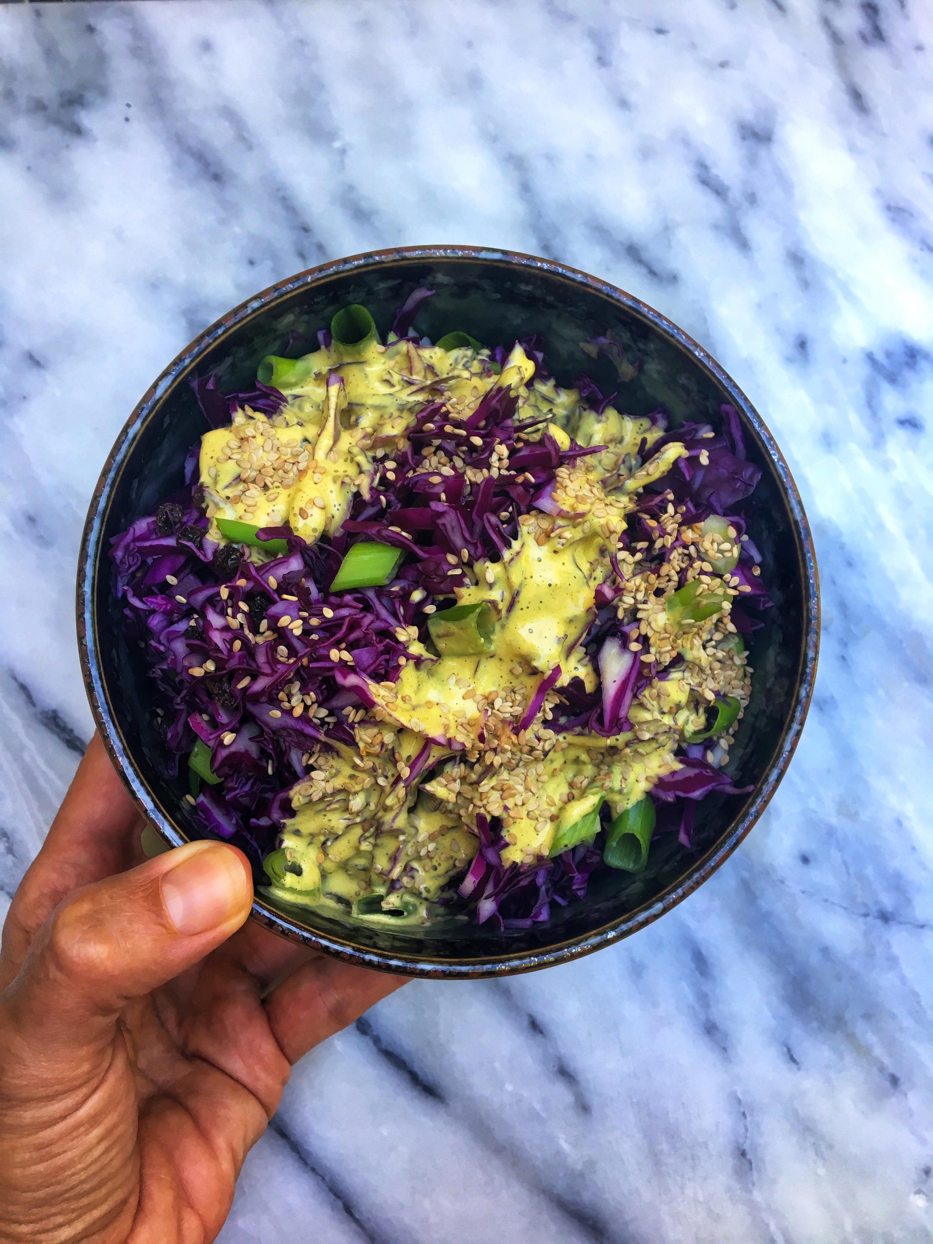 Tahini Purple Cabbage Slaw