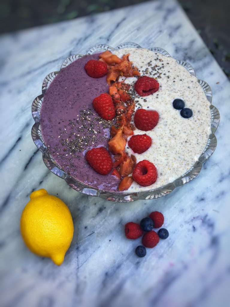 Blueberry Lemon Raspberry Rhubarb Chia Bowl