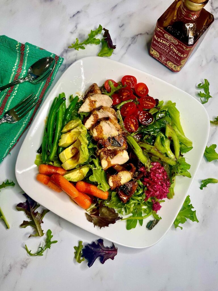 Grilled Balsamic Chicken over Salad