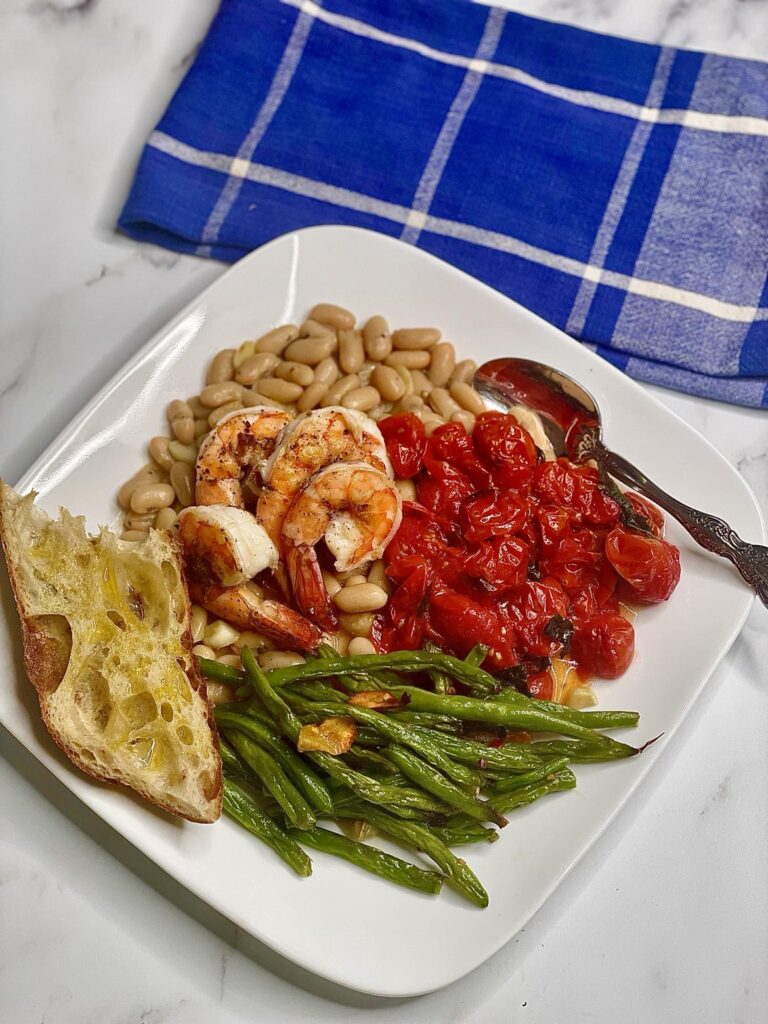 Deconstructed Shrimp Cannellini Tomato Green Bean Stew