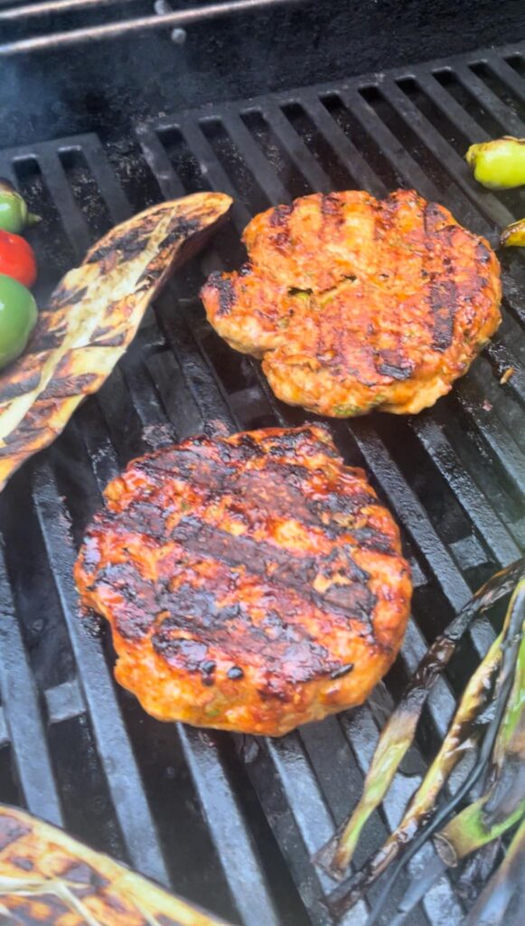 Grilling Spicy Korean Pork Burgers