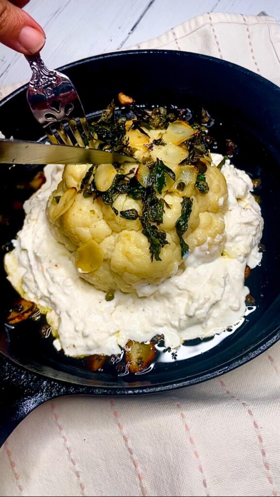 Oven Roasted Cauliflower with Lemony Whipped Ricotta