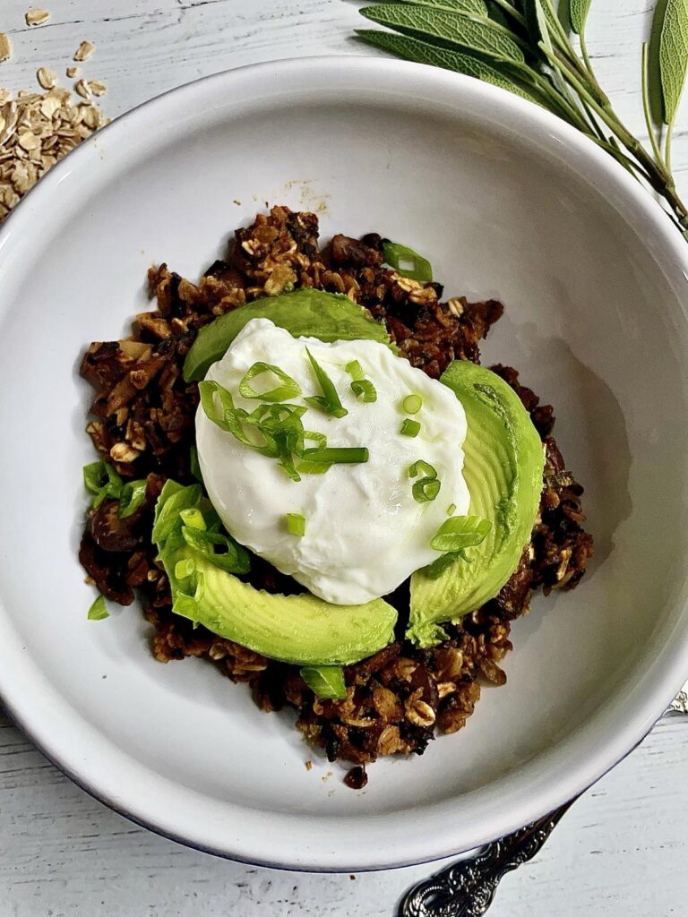 Poached Egg over Savory Oats Risotto