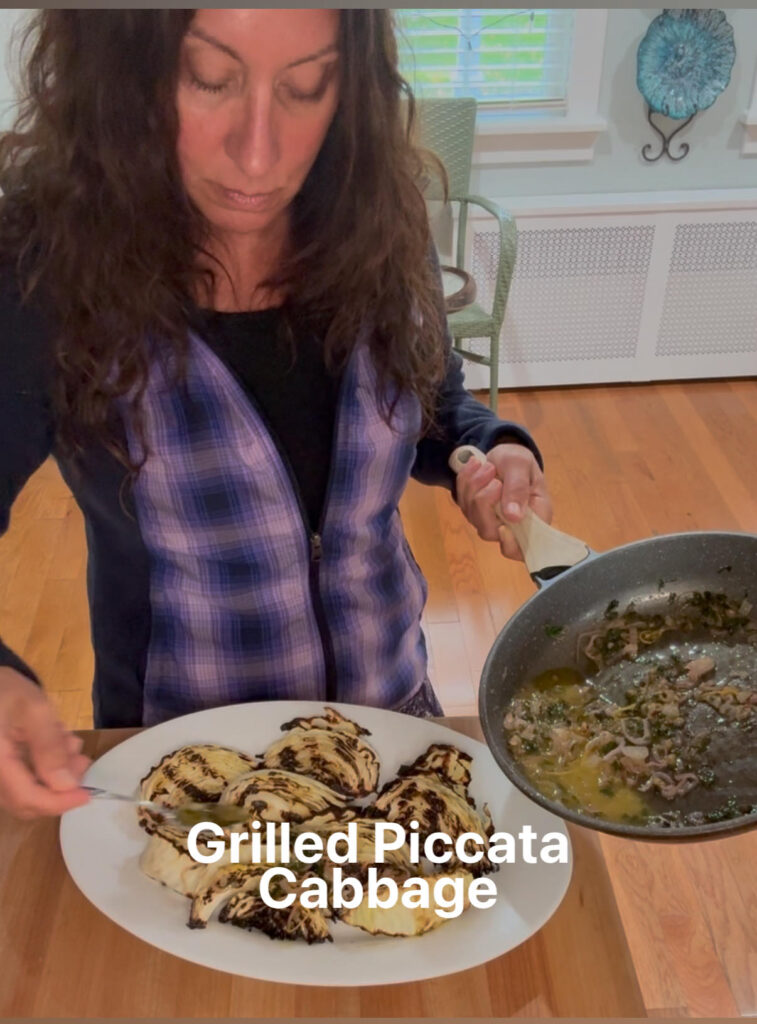 Finishing Charred Piccata Cabbage