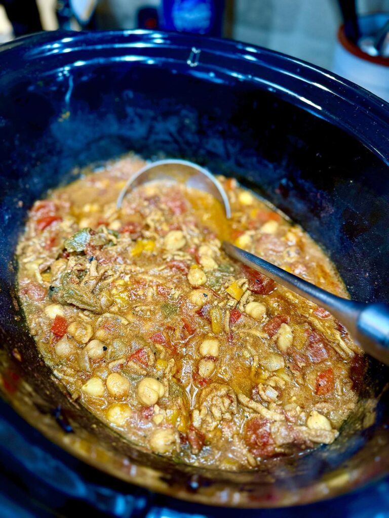 Detox Curry Turkey Chickpea Chili in Crockpot