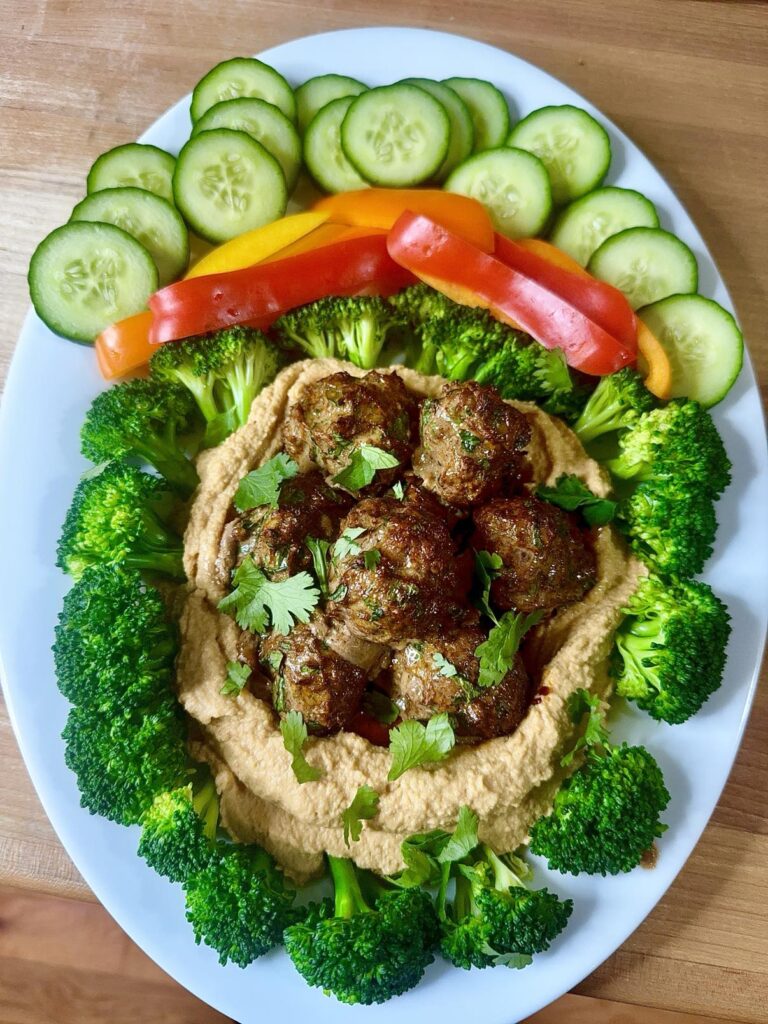 Moroccan Meatball Chili Crisp Hummus Platter